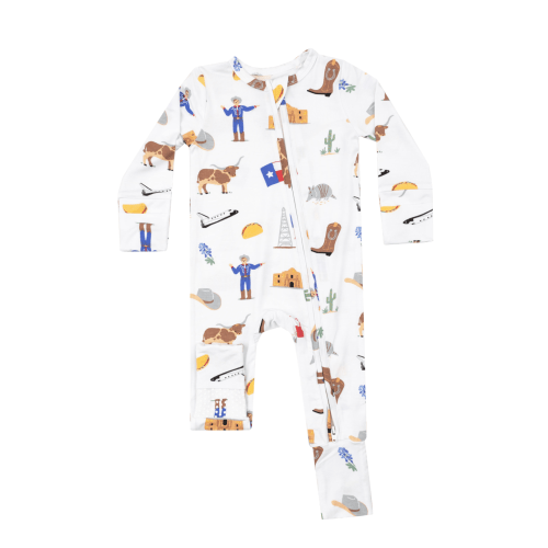 Angel Dear Texas Zipper Bamboo Onesie
– Howdy House Kids