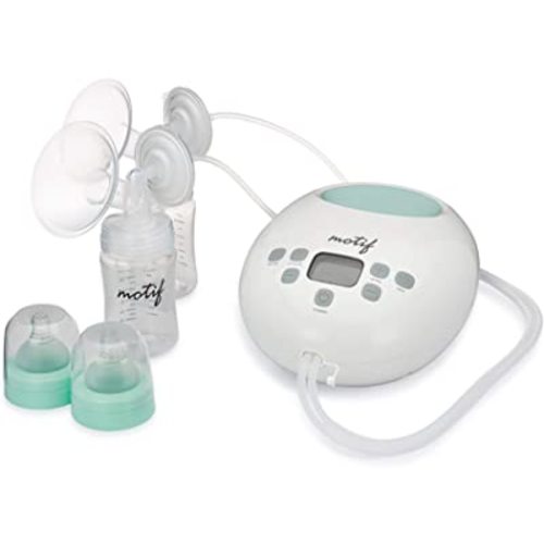 Motif Medical Luna Double Electric Breast Pump - Easy to Use, Quiet Motor, Built-in LED Night Light - Outlet Required