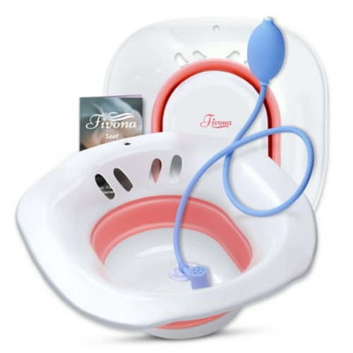 Foldable Sitz Bath Seat Over the Toilet Tub with Hand Flusher for Epsom Soaking by Fivona