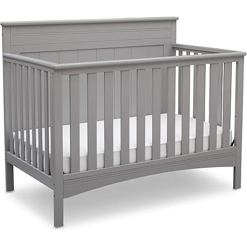 Delta Children Fancy 4-in-1 Convertible Baby Crib - Greenguard Gold Certified, Grey