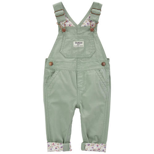 Baby Floral Lined Lightweight Canvas Overalls - 18M - Style,Green