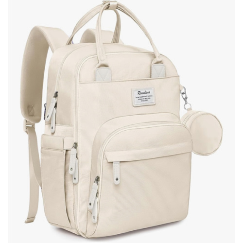 RUVALINO Diaper Bag Backpack-Multifunction Baby Travel Bag with Changing pad, Insulated Bottle Holders & Pacifier Case, Large Capacity, Waterproof, Beige
