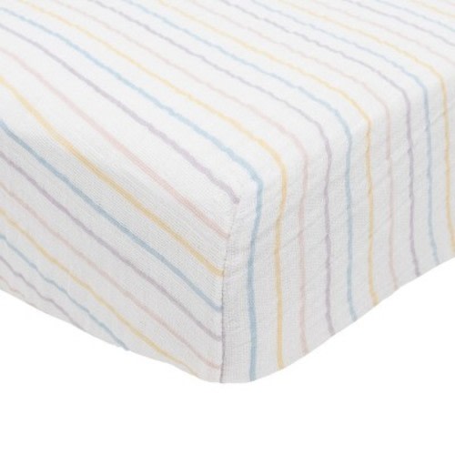 Little Unicorn Cotton Muslin Crib Sheet - Unicorn Stripe
