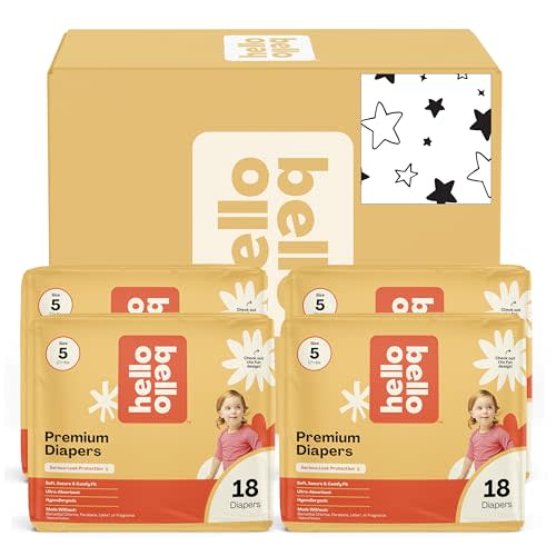 Hello Bello Diapers, Size 5 (27+ lbs) Superstars - 72 Count Value Pack of Premium Disposable Baby Diapers, Hypoallergenic with Soft, Cloth-Like Feel