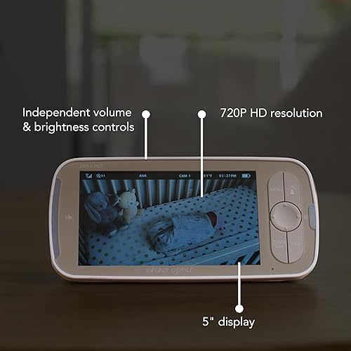 Infant Optics DXR-8 PRO Video Baby Monitor, 720P HD Resolution 5" Display, Patented A.N.R. (Active Noise Reduction), No WiFi, Pan Tilt Zoom, and Interchangeable Lenses