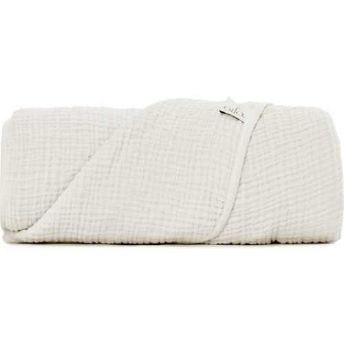 Oilo Organic Cotton Muslin Throw Blanket, Eggshell