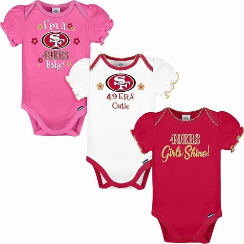 Gerber Baby Girls' NFL Team 3 Pack Short Sleeve Onesie Bodysuit