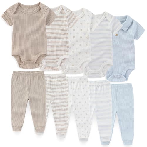 JELYLOVE Unisex Baby Boy Girl Pants Sets 10 pack Cotton Casual New born Clothes Comfort Infant Outfit