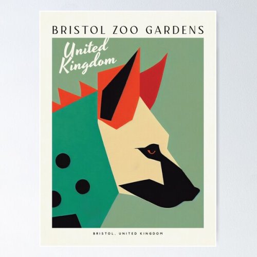 Bristol Zoo Retro Poster Bold Colorful Pop Art Hyena Poster