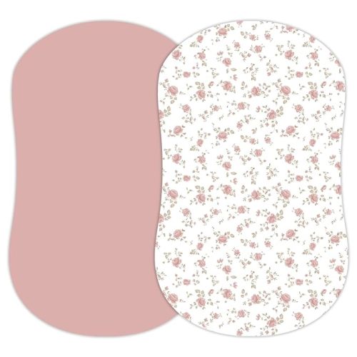 Baby Bassinet Sheets Girl (Juliette) 2-Pack - Fitted Bedside Bassinet Sheets - Buttery Soft Cotton Blend for Standard Bassinet Mattress Pad - Compatible with Halo Bassinest