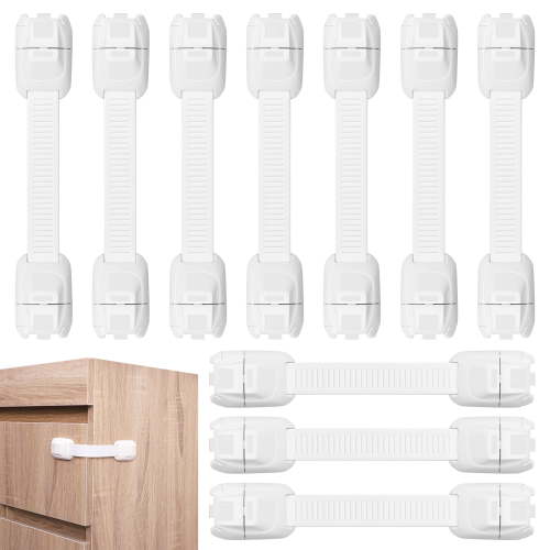 Qweryboo Baby Safety Cabinet Locks, 10 Pcs, Adjustable, Adhesive Installation