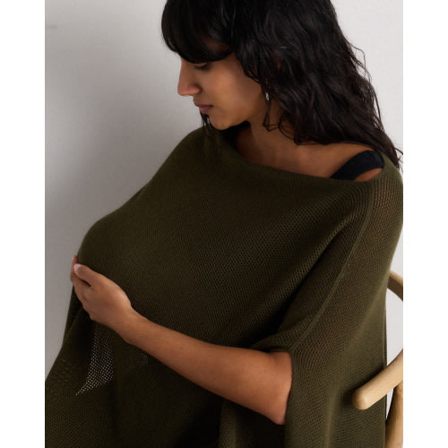 Lightweight Cotton Cashmere Nursing Shawl in Olive