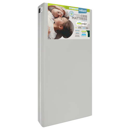 Milliard Crib Mattress, Flip Technology, Firm Side For Baby and Soft Side For Toddler - 100% Cotton Cover - Light Grey