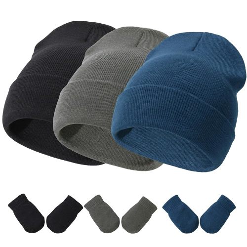 Baby Hats and Mittens Set Infant Toddler Beanie Caps Hospital Hat Set Newborn Gloves for Baby Boys Girls