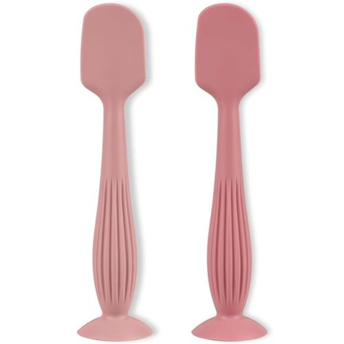 Diaper Cream Applicator Set - Soft Silicone Baby Butt Brush with Suction Base, Baby Butt Spatula, Full Size - Newborn Baby Essentials (2Packs-Blush/Mauve)