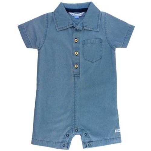 Ruggedbutts Boys' Button-up Romper - Light Wash Denim, Size: 12-18m