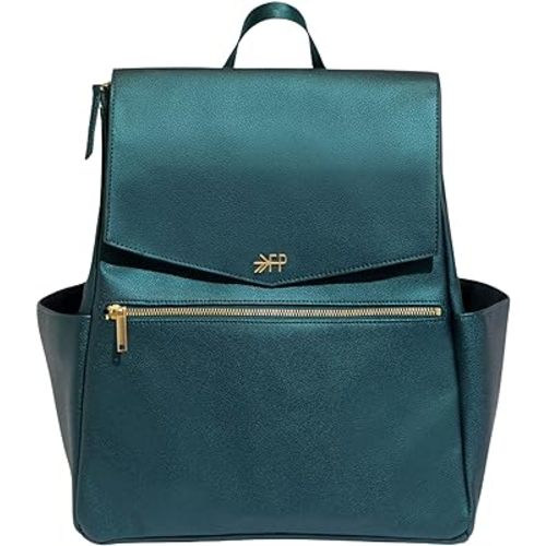 Freshly Picked Classic II Diaper Bag Backpack, Wipeable Vegan Leather Diaper Bag With Changing Pad (Emerald V2)