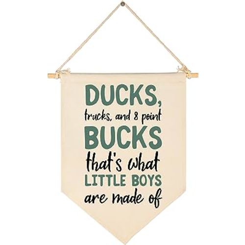 Duck Hunting Nursery Decor-Deer Wall Decor-Birthday Christmas Gift-Canvas Hanging Flag Banner Wall Sign Decor Gift for Nursery Bedroom Playroom Front Door Baby Kids Boy Teen