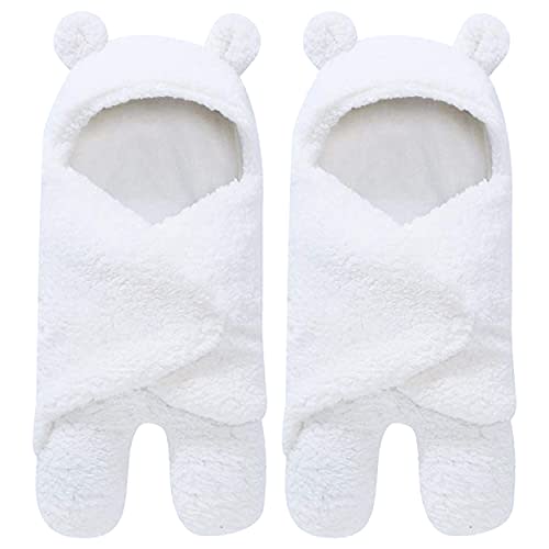Spotted Play 2 Pack Sherpa Baby Swaddle Blanket - Ultra Soft Plush for Infants 0-6 Months | Receiving Swaddling Wrap - Ideal Newborn Registry and Toddler Boy Accessories | Nursery Blankets - White