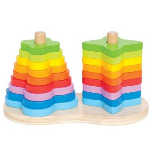 Hape: Double Rainbow Stacker - Wooden Ring Set Toy, 12mo+
