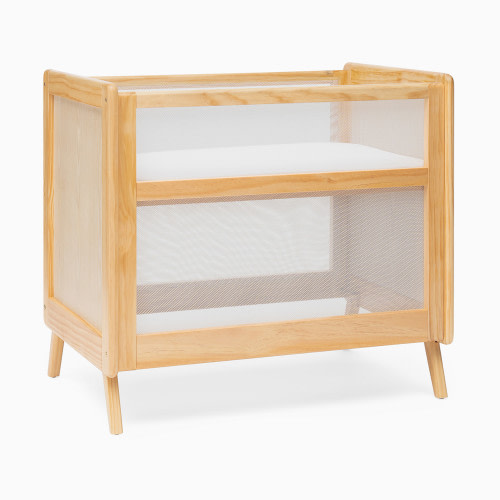 Halo 2-in-1 Breathable Mesh Convertible Mini Crib with Mattress - Natural
