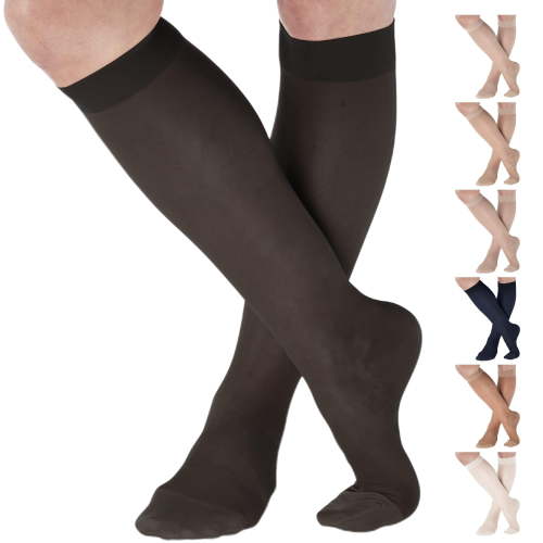 Made in USA - Sheer Compression Stockings for Women 15-20mmHg - Black, Medium