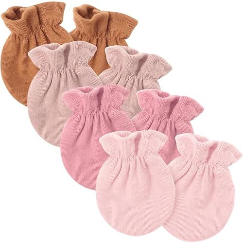 BQUBO Newborn Infant Toddler Mittens No Scratch Cotton Elastic Wrist Gloves Hypoallergenic for 0-6 Months Baby Boys Girls