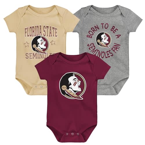 Outerstuff NCAA Teams Newborn Baby and Infant Born to Be Short Sleeve Bodysuit Variety 3-Pack (0-18m)