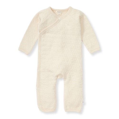 Organic Cotton Quilted Bee Wrap Front Baby Jumpsuit Oat