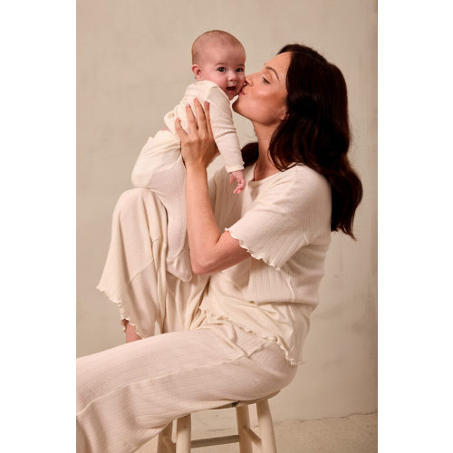 Cream Pointelle Short-Sleeve Women’s Sleep Set