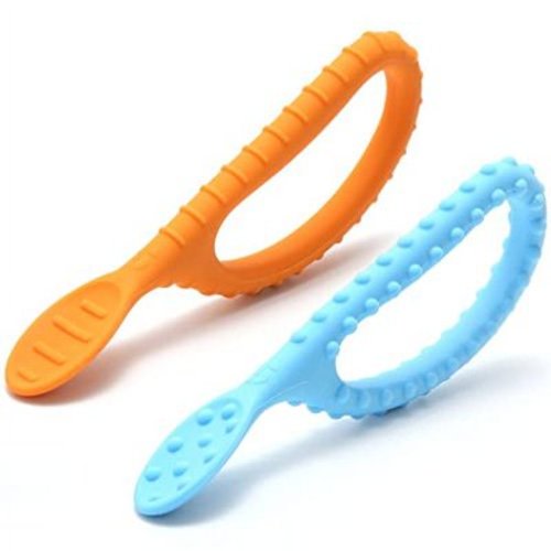Special Supplies Duo Spoon Loops Oral Motor Therapy Tools, 2 Pack, Textured Stimulation and Sensory Input Treatment for Babies, Toddlers or Kids, BPA Free Silicone with Flexible, Easy Handle