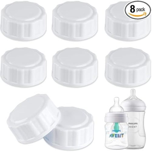 (8-PCs) Travel Bottle Caps Compatible with Avent Bottles, Bottle Lids Replacement White
