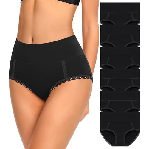 MISSWHO Cotton High Waisted Soft Womens Underwear Breathable Panties, Multipack