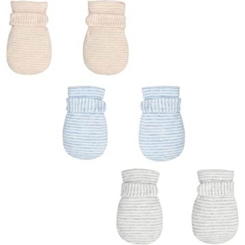 Newborn Baby No Scratch Mittens Stay On, 100% Cotton Breathable, Adjustable Infant Gloves for Baby Boys Girls Mittens