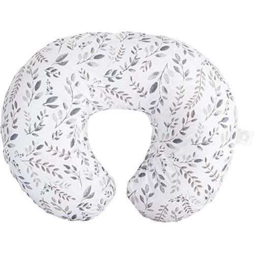 Boppy Original Nursing Pillow, Gray Taupe Leaves, Ergonomic Nursing Essentials for Bottle and Breastfeeding, Firm Fiber Fill, with Removable Pillow Cover, Machine Washable