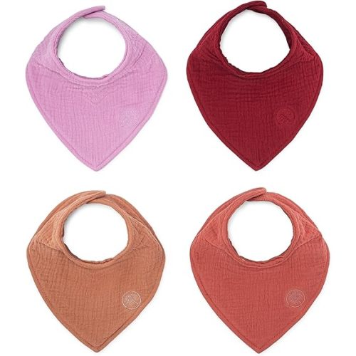 Parker Baby Muslin Bandana Drool Bibs | 100% Soft Muslin Cotton, Absorbent & Adjustable | Stylish Teething & Drooling Bibs