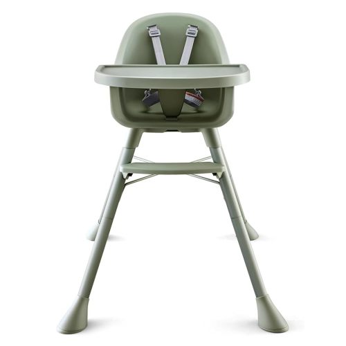 HARPPA 4 in 1 Baby High Chair for Babies and Toddlers, Convertible High Chairs with Removable Double Tray, Waterproof PU Seat Cushion, Anti-Slip Footrest and 5-Point Harness for 6–36 Months, Sage