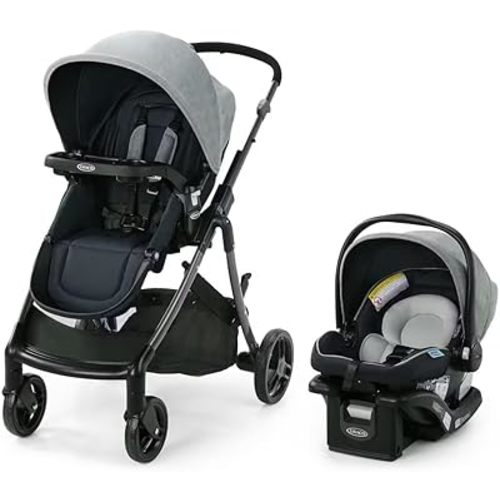 Graco Modes Closer Travel System with SnugRide 35 Lite LX Car Seat & Slide2Me Adjustable Height, Reversible, Lightweight, One-Step Fold, Nash