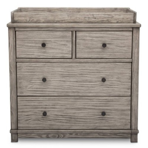 Simmons Kids' Monterey 4 Drawer Dresser with Changing Top and Interlocking Drawers, Color: Rustic White