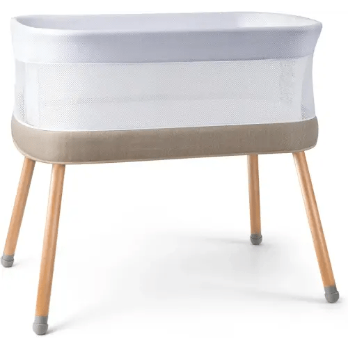 Rocking Bassinet for Baby 3 Speeds Electric Bedside Sleeper with White Noise, Smart Motion Detection, Automatic Bedside Crib for Newborn, Brownish-Yellow