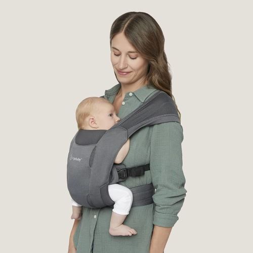 Ergobaby Embrace Cozy Newborn Essentials Baby Carrier Wrap (7-25 Pounds), Soft Air Mesh, Washed Black