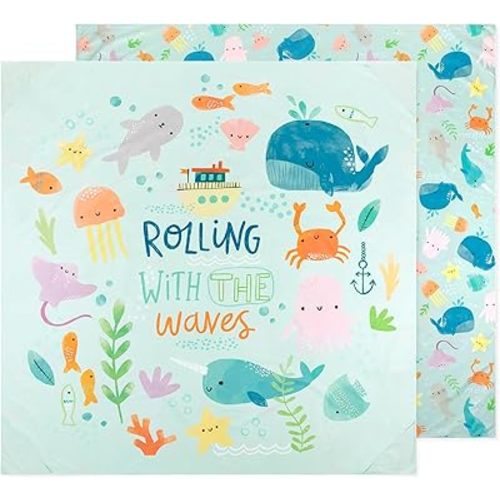 Bumkins Throw Blanket Towel, Toddler, Kids and Baby, Travel, Beach, Picnic, Outdoor Indoor Play, Soft, Lightweight, Microfiber Resists Sand and Debris, Reversible, 58in x 58in – Waves