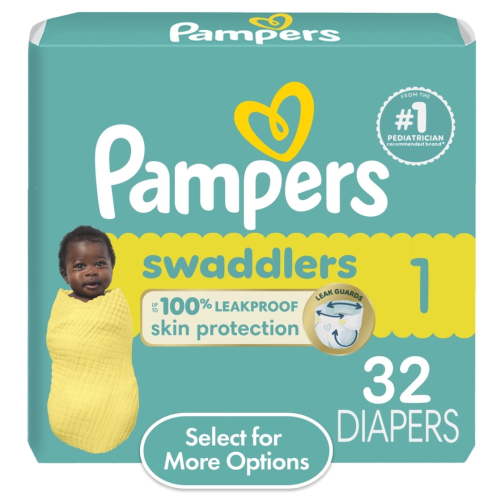 Pampers Swaddlers Active Newborn Diapers, Size 1, 32 Count