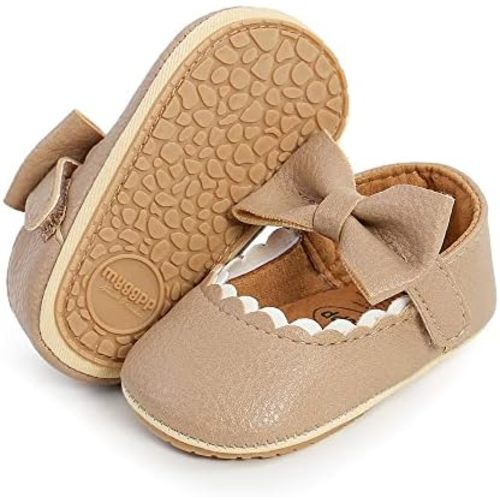 Baby Girls Mary Jane Flats Shoes Moccasins Rubber Non-Slip Soft Sole Toddler Princess Dress Shoes