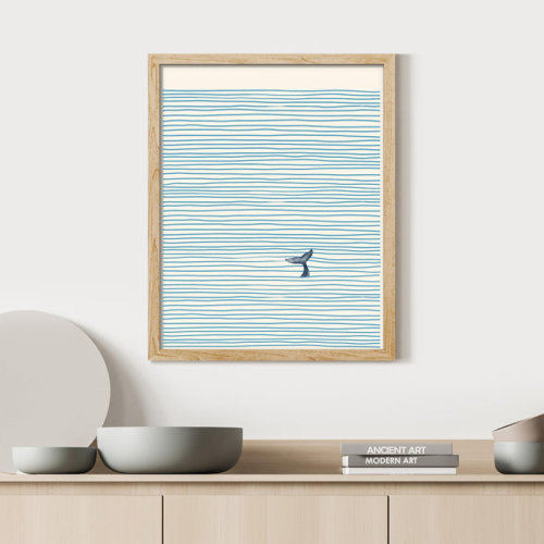 SIGNLEADER " Solitary Whale Tail Nautical Striped Ocean " on Paper & Reviews | Wayfair