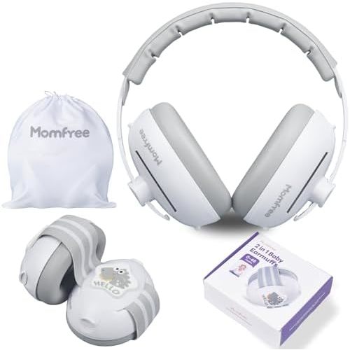 2 in 1 Baby Ear Muffs, Noise Reduction Earmuffs & Adjustable Headband for Baby, Hearing Protection Headphones