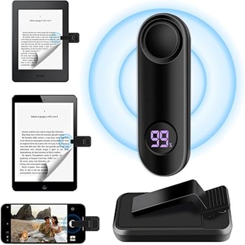Page Turner for Kindle Paperwhite, RF Remote Control Clicker Page Turner Kindle Accessories for iPhone,iPad, Android Tablets Reading Novels,Camera Video Record&Shutter Selfie (Grayish Black)