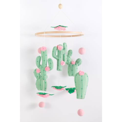 Cactus baby mobile, cactus nursery decor, Cacti mobile, Felt cactus, ceiling mobile, rose mobile