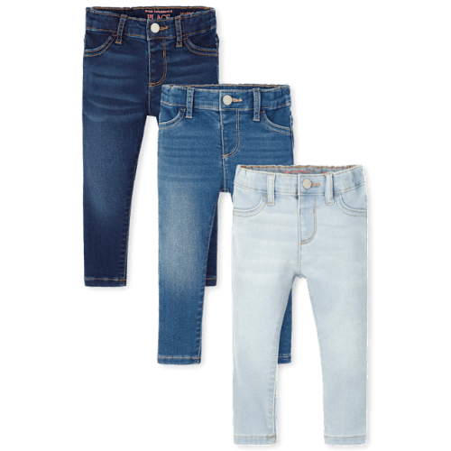 Baby And Toddler Girls Knit Denim Jeggings 3-Pack - Denim