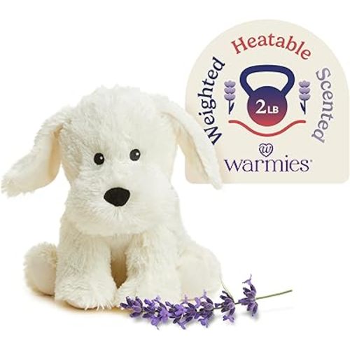Warmies Microwavable & Weighted Stuffed Animals, Yellow Lab- Heated Stuffed Animal Plushie for Warmth & Comfort - Cute Soft Plush Toys for Adults & Children (Boys, Girls, Babies & Toddlers)